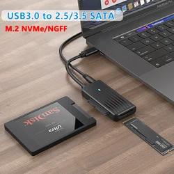 Adaptador USB 3.0 SATA SSD HDD M.2 NVMe 2,5 3,5 Pulgadas con Alimentación 12V