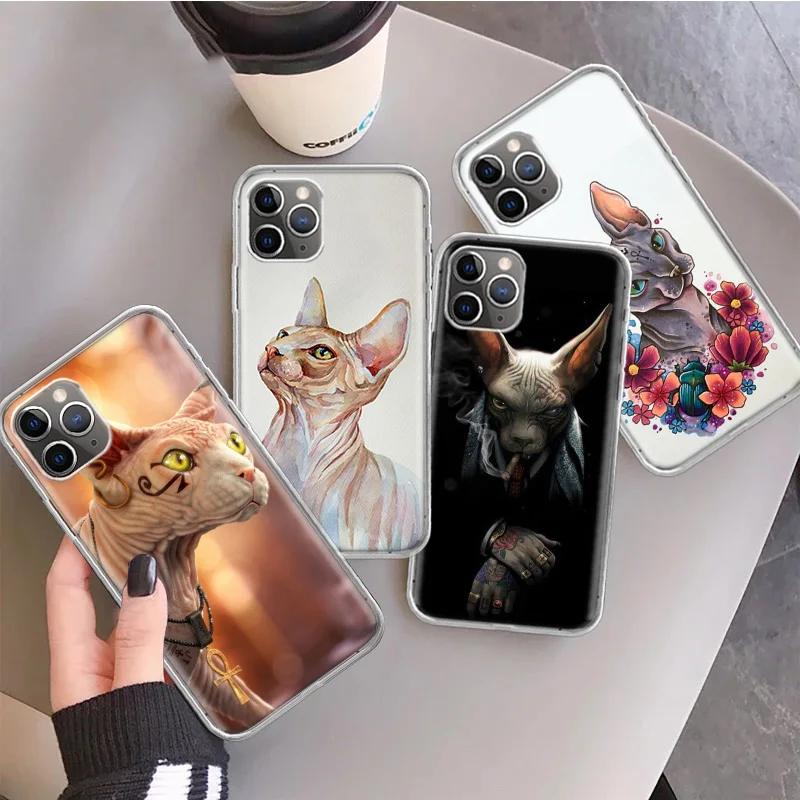 Lavaza Sphynx Sphinx Cat funda de teléfono de silicona para Apple iPhone 16 15 14 11 Pro Max 13 Plus 12 Mini 7 8 + X XR XS SE funda She - imagen 2