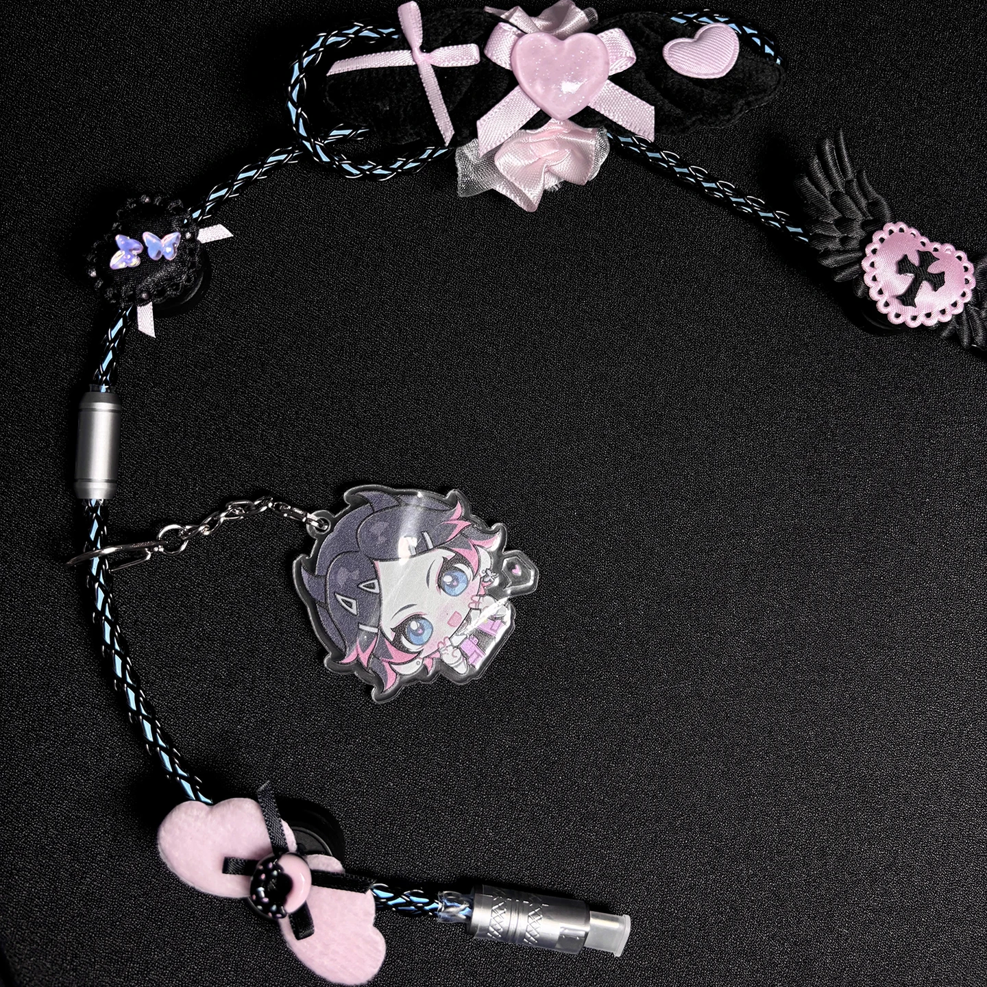 Cable de teclado Rgb con tema de clavo, luz de emisión completa, velocidad de retorno de 8K, 1,3 m, Cable de aviador de teclado de eje magnético de cobre y cristal único - imagen 5