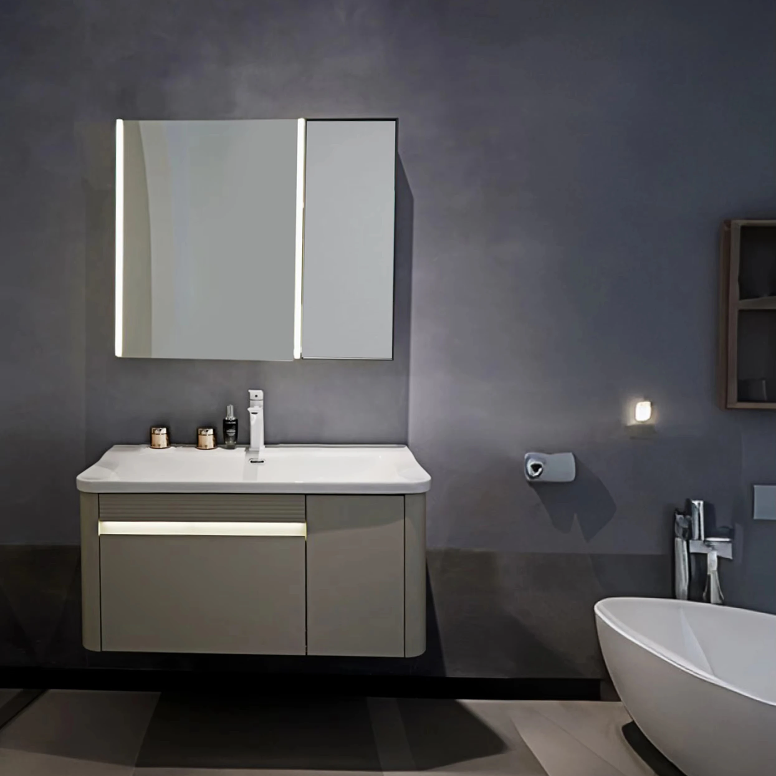 Tocador personalizado 2025 para maquillaje en tocador con espejo, gran oferta, muebles de madera, tocador de baño con diferentes tamaños