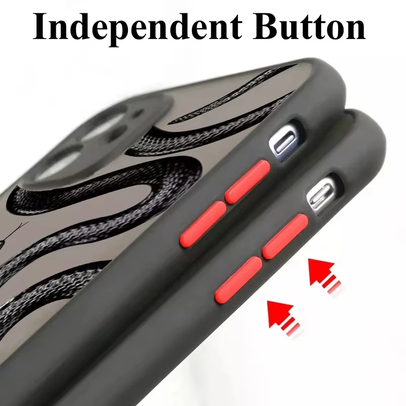 Funda de teléfono con estampado de serpiente para iPhone, carcasa dura mate para iPhone 16, 15, 14 Pro Max, 11, 12, 13 Pro Max, Mini, 7, 8 Plus, XR, X, XS, SE2 - imagen 3
