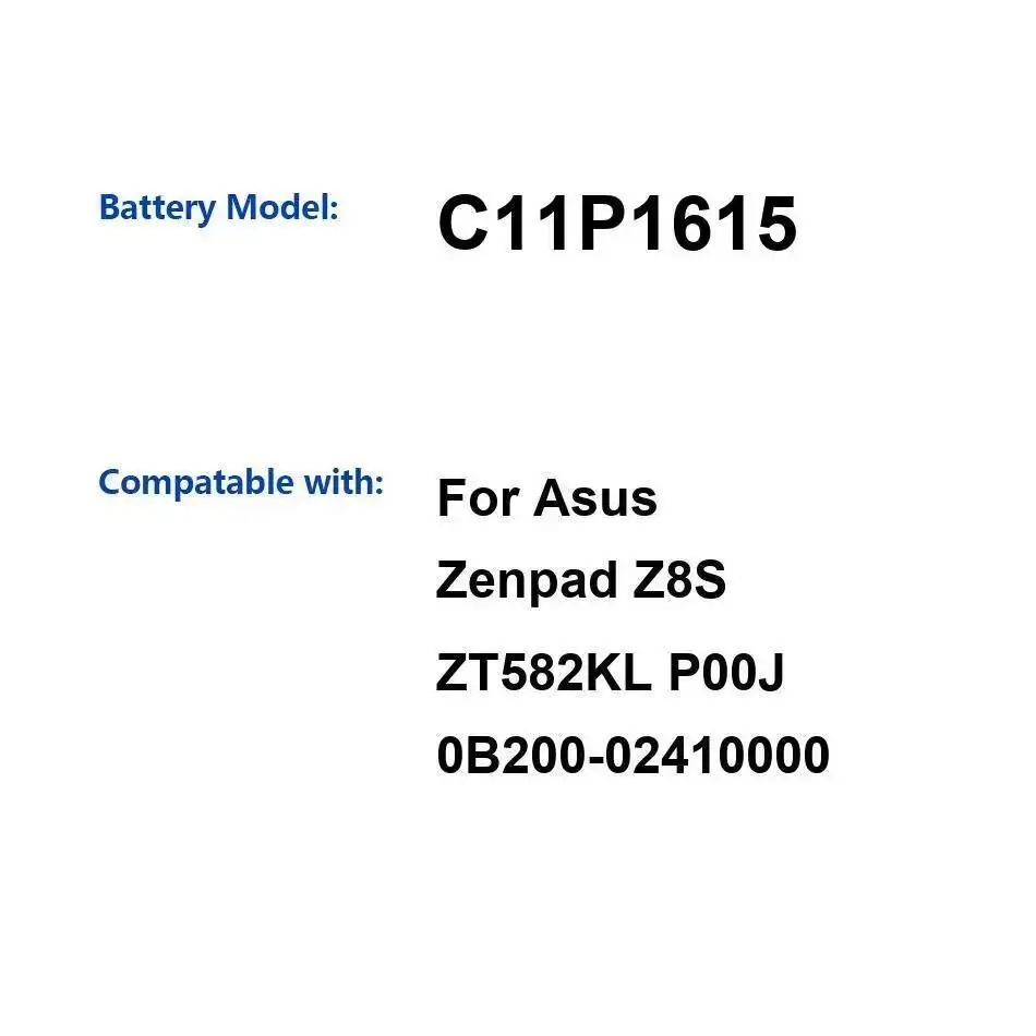 De larga duración para Asus Zenpad Z8S ZT582KL P00J 0B200-02410000 fuente de alimentación confiable 4680Mah C11P1615 batería del ordenador portátil