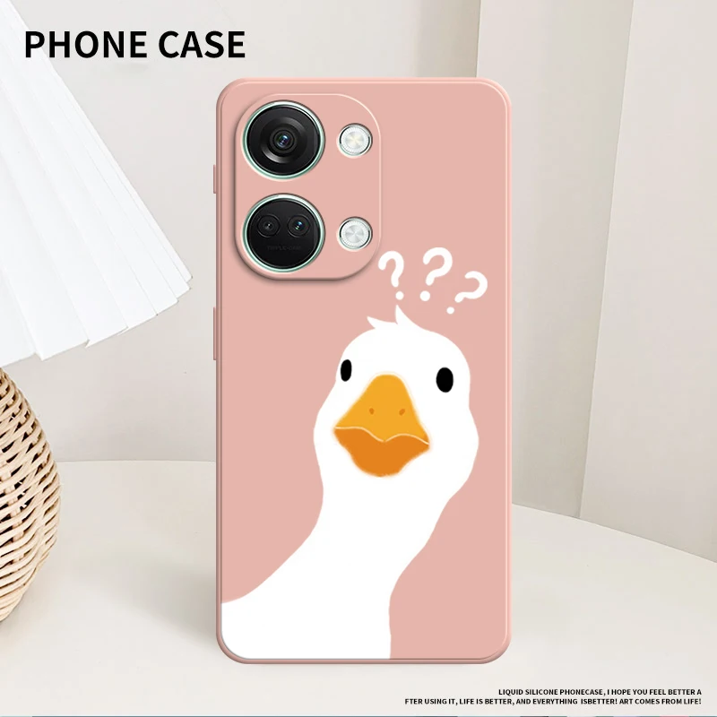 Una caja de teléfono rosa con un pato