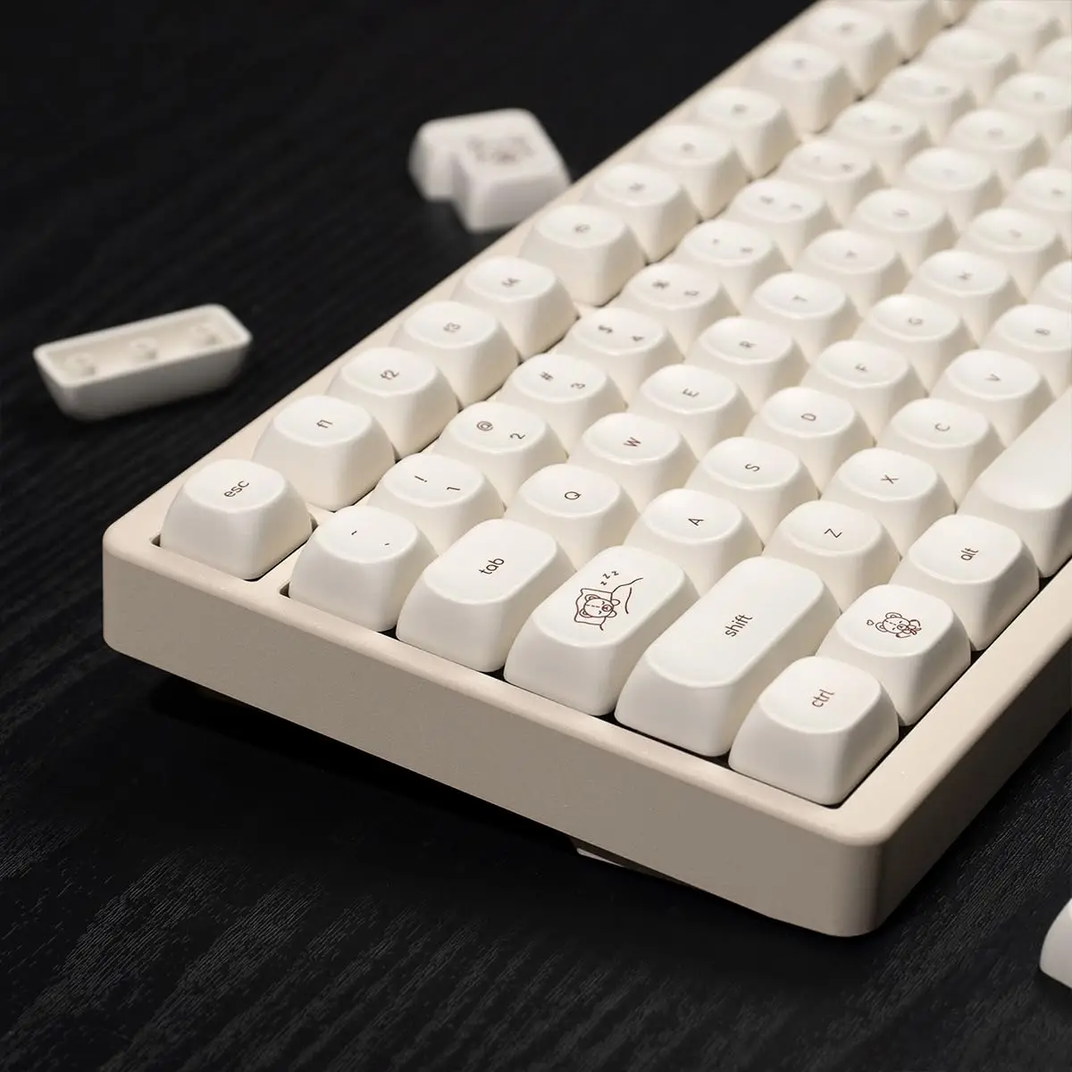 Teclas simples de oso blanco lechoso, 125 teclas, sublimación de tinte PBT, perfil MOA, tapas redondas de bola para kit de teclado mecánico - imagen 2
