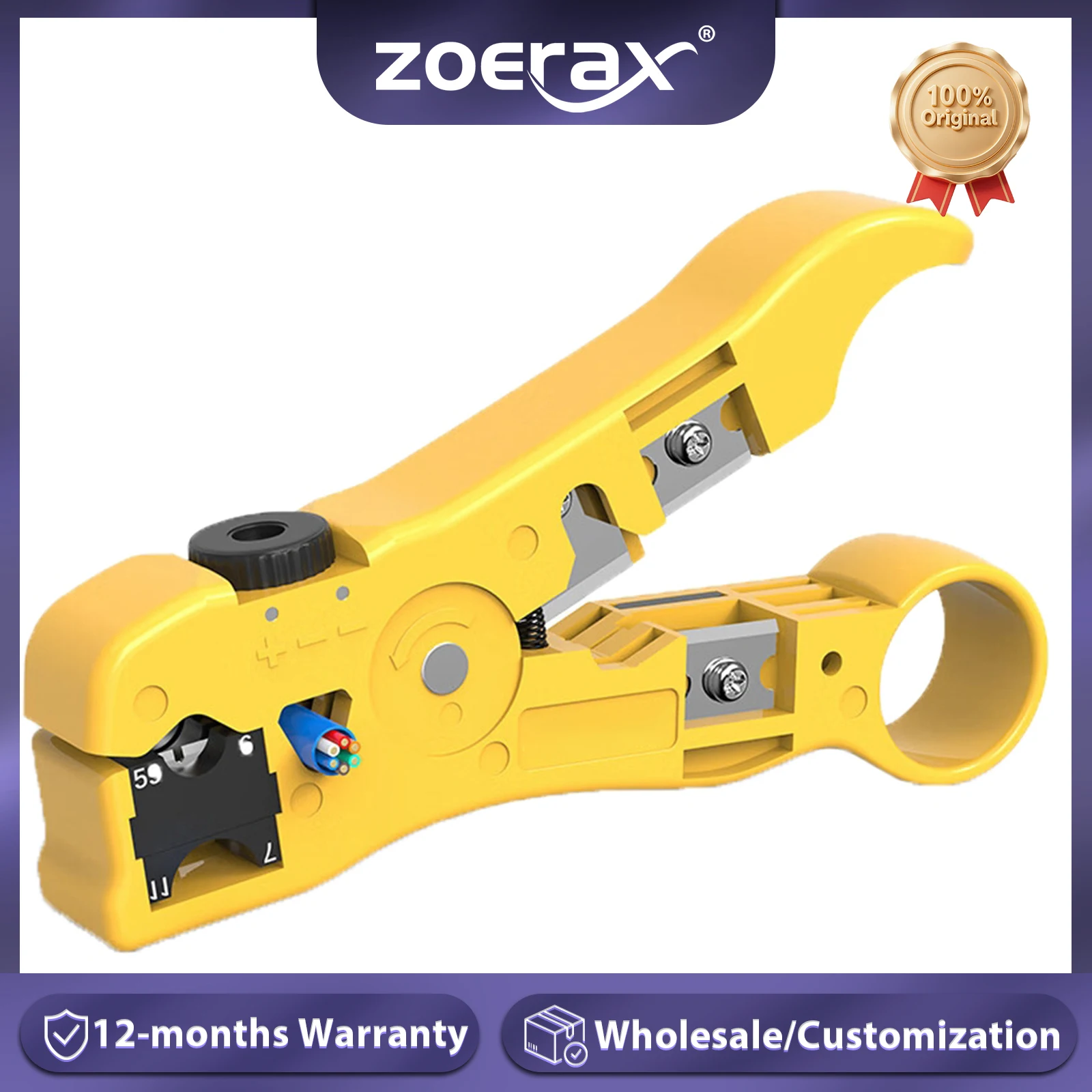 ZoeRax-pelacables Universal, herramienta de pelado para cables UTP Cat5 Cat6, Coaxial plano o redondo