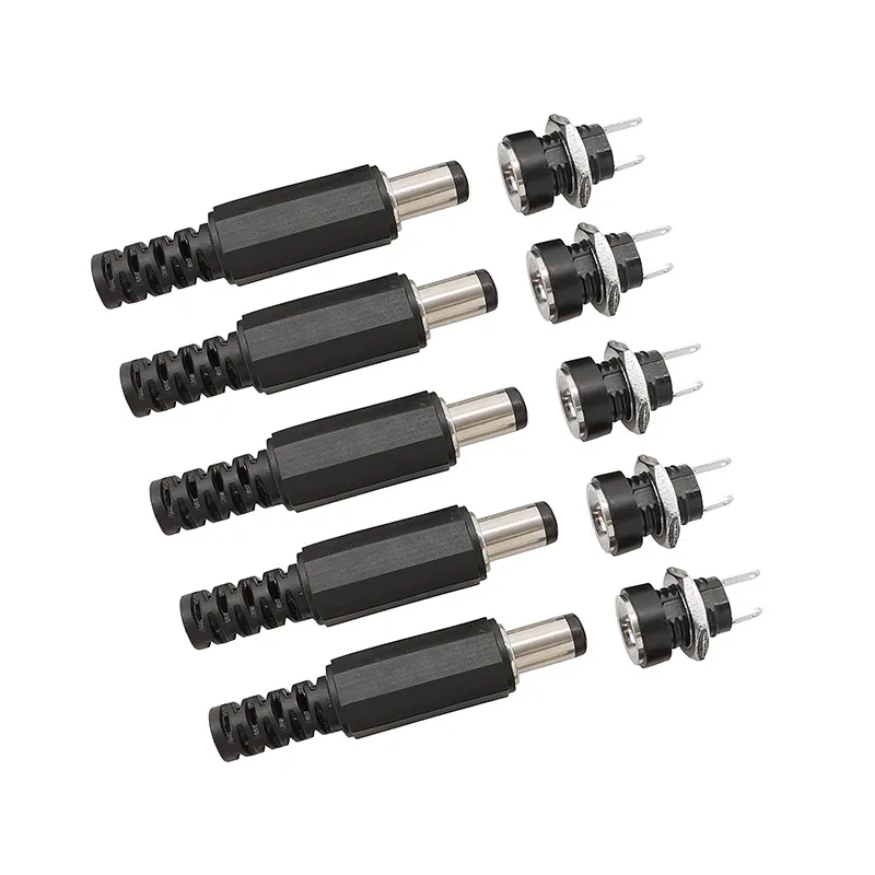 5 pares DC022B conector de alimentación CC 5,5x2,1mm conector hembra + adaptador de enchufe macho DC-022B 5,5*2,1