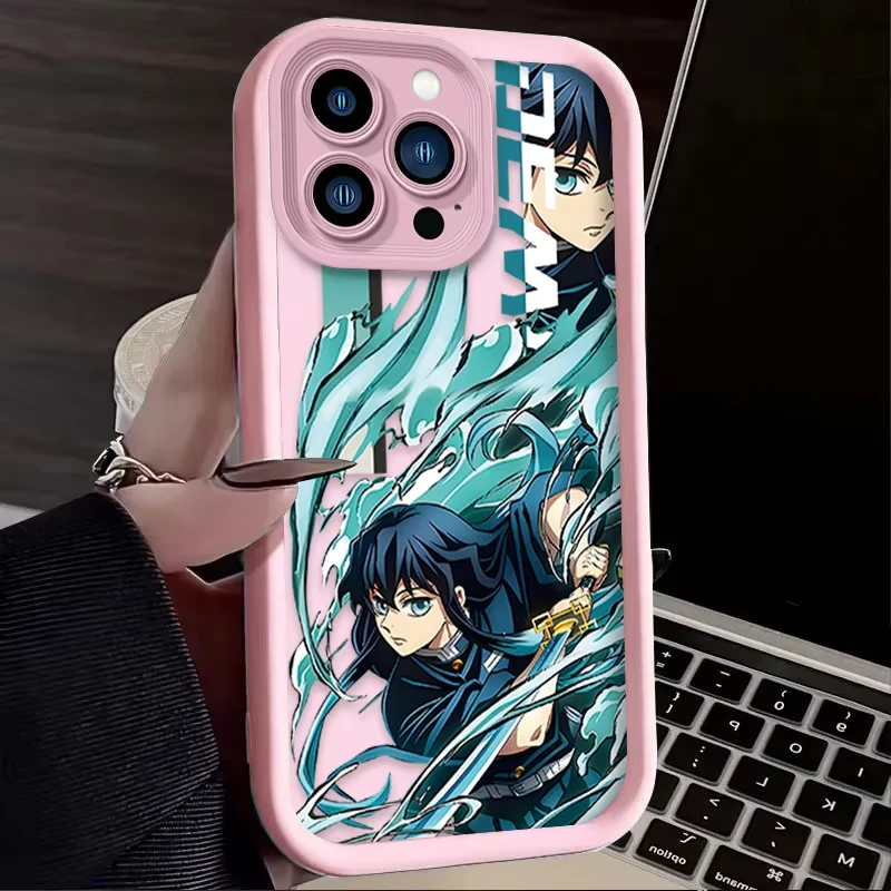 Funda de teléfono de Anime japonés d-demon s-slayer para iPhone 16 15 14 13 12 11 Pro Max 7 8 Plus XR XS Max, funda suave de silicona a prueba de golpes - imagen 3