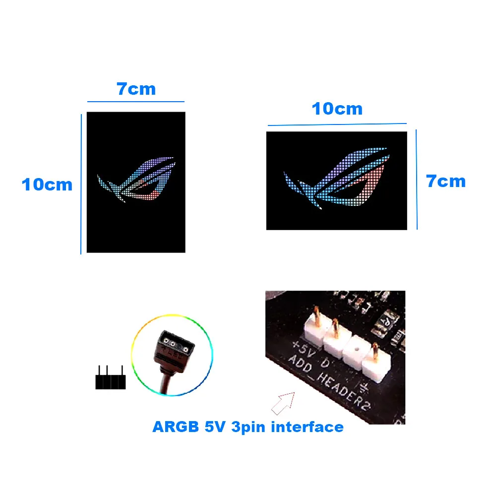 Mod PC Case/GPU/SSD ARGB Paneles de iluminación 5V 3pin AURA SYNC, placa decorativa ROG - imagen 4