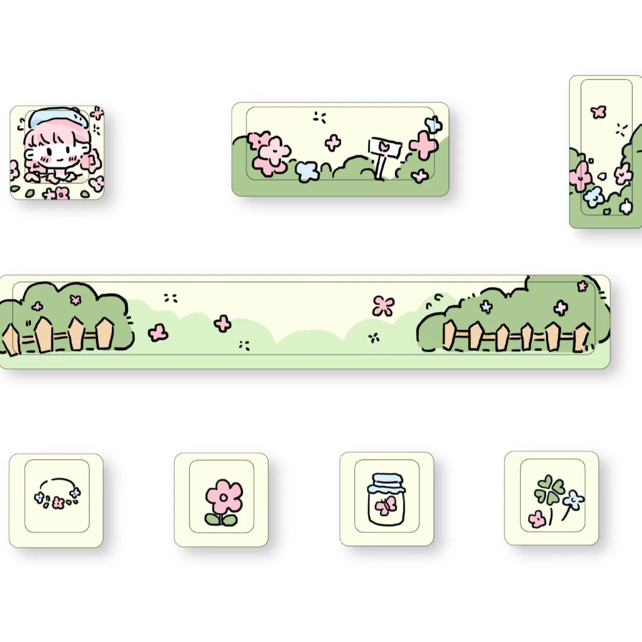 ZUOYA-teclas adicionales personalizadas con tema bonito, juego de 8 piezas, teclado mecánico de altura Original con sublimación térmica de 5 caras - imagen 2