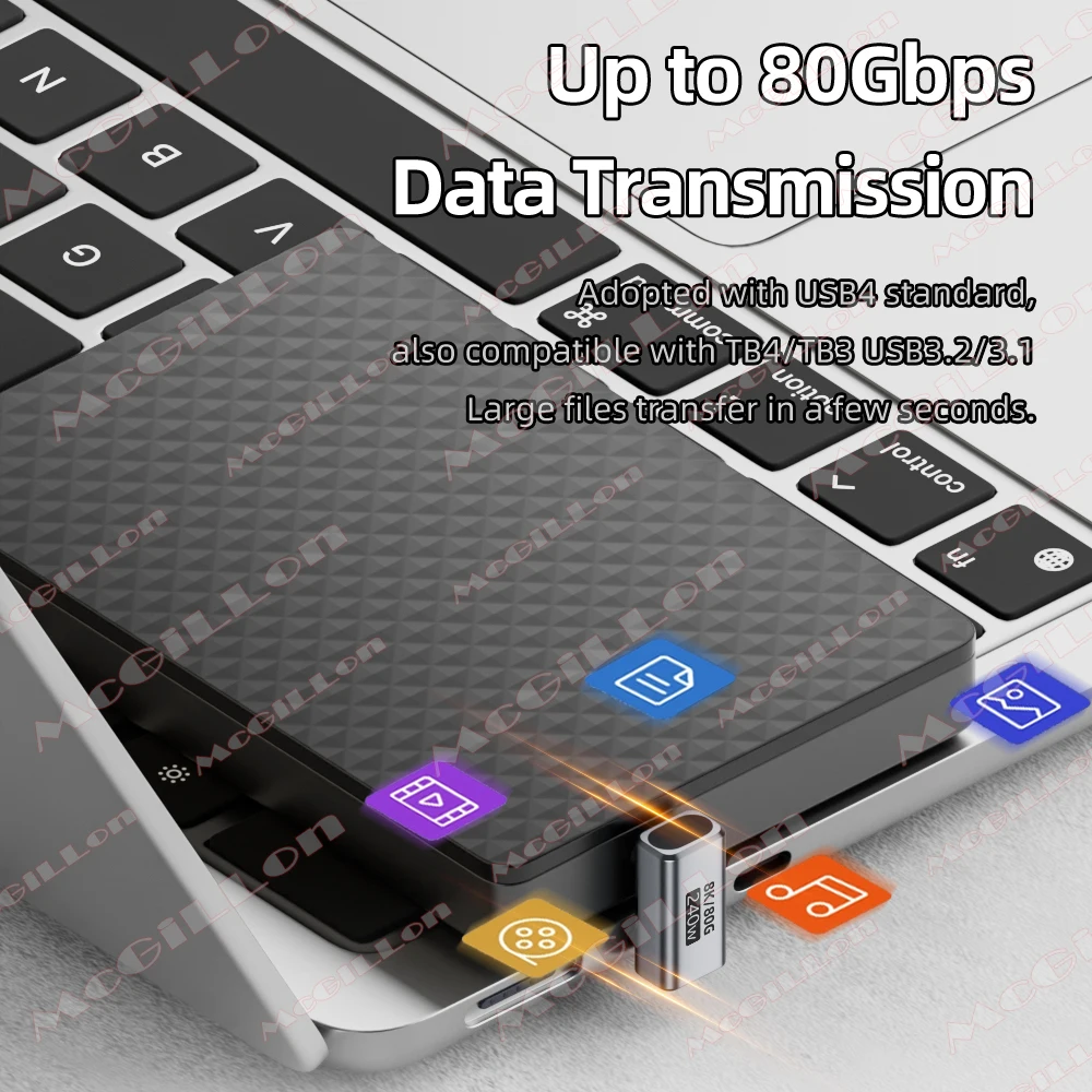 PD240W USB4.0 tipo C convertidor Metal 80Gbps 8K salida de vídeo carga rápida sincronización de datos adaptador de USB-C para iPhone iPad Monitor de ordenador portátil - imagen 3