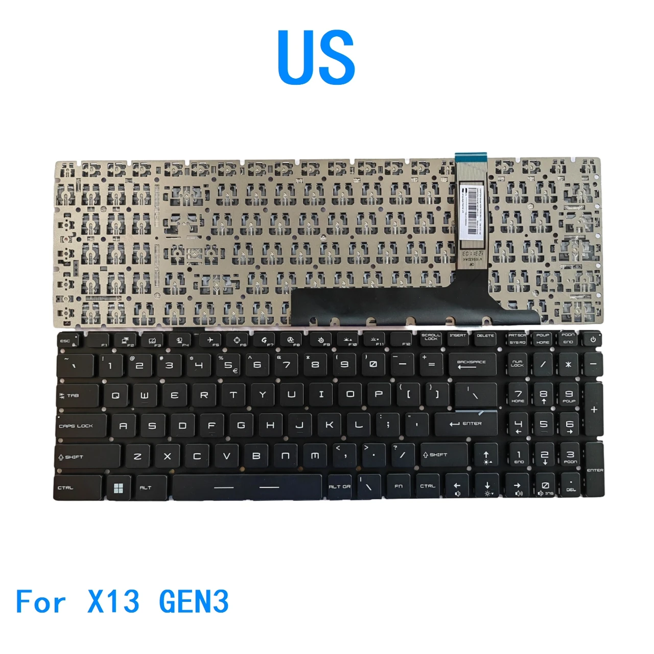 Nuevo teclado retroiluminado en idioma estadounidense para Lenovo Thinkpad X13 GEN3, teclado de repuesto para Notebook y PC