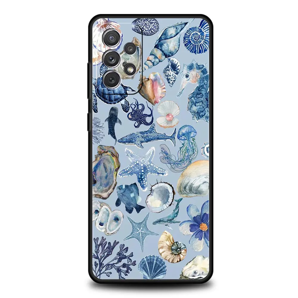 Funda de teléfono con animales del océano azul para Samsung A51 A71 A21S A17 A11 A15 A25 A41 A23 A33 A53 A73 A07 A03S A05S A13 A35 A55 5G - imagen 5