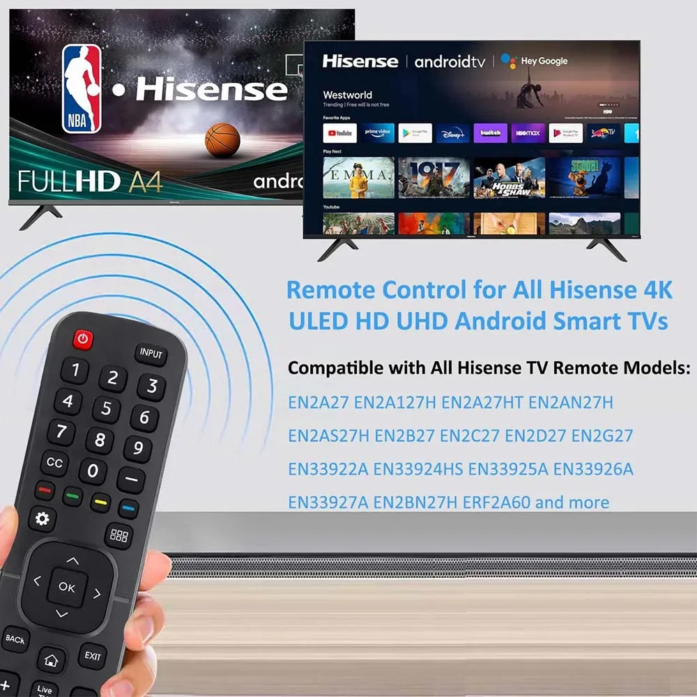 Mando a distancia universal para televisores inteligentes Hisense TV 4K LED HD UHD de repuesto EN2A27 EN2A127H EN2A27HT (no para TV fire & roku) - imagen 2