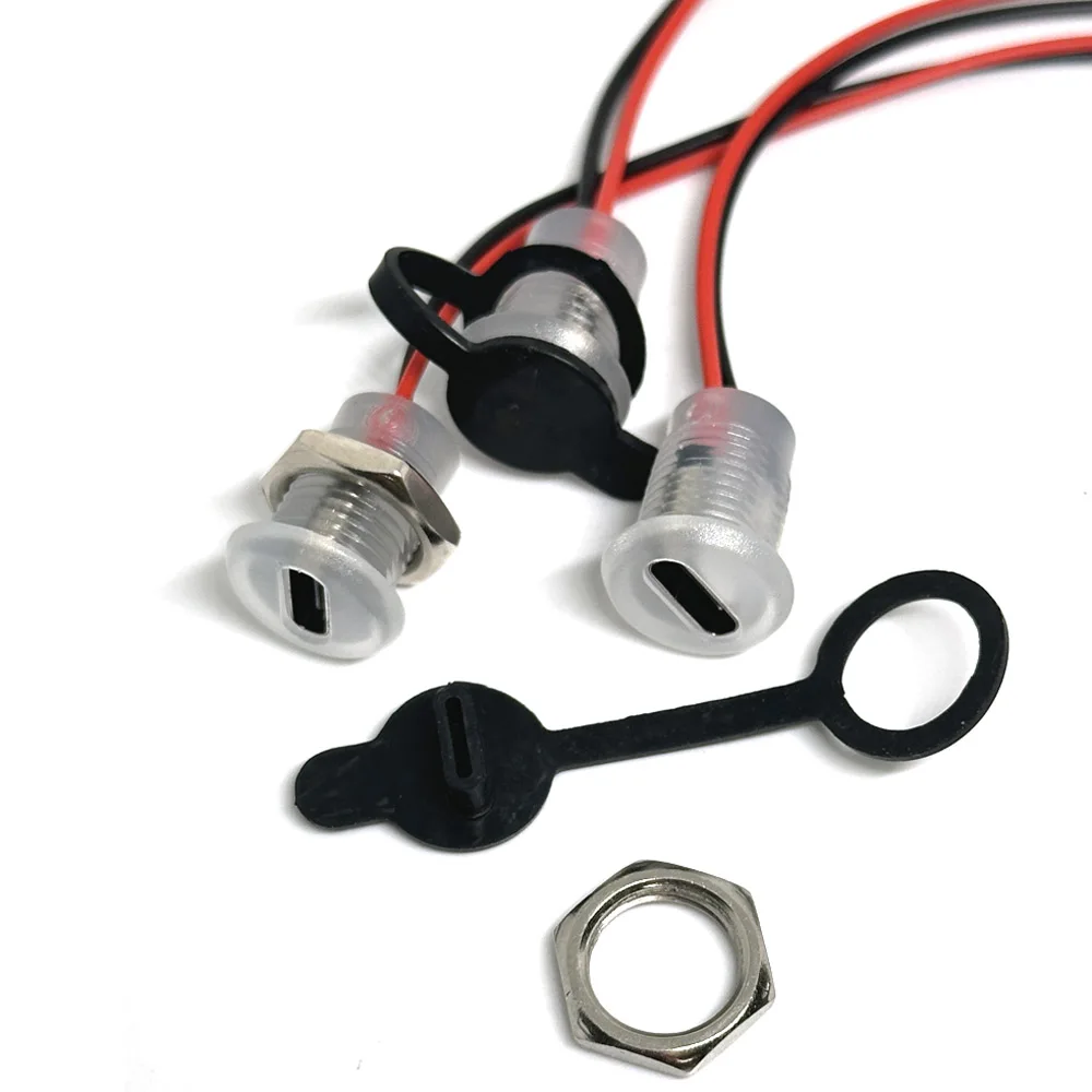 Toma de carga de alta corriente USB-C 5A con tuerca M11, placa de bloqueo a presión, conector hembra transparente tipo C, resistente al agua - imagen 4