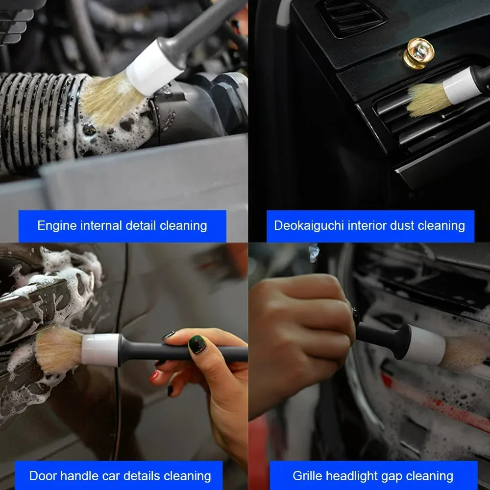 3PCS Car Exterior Interior Detail Brush Boar Hair Bristle Brushes for Car Cleaning Auto Detail Tools Dashboard Cleaning Brush - imagen 5