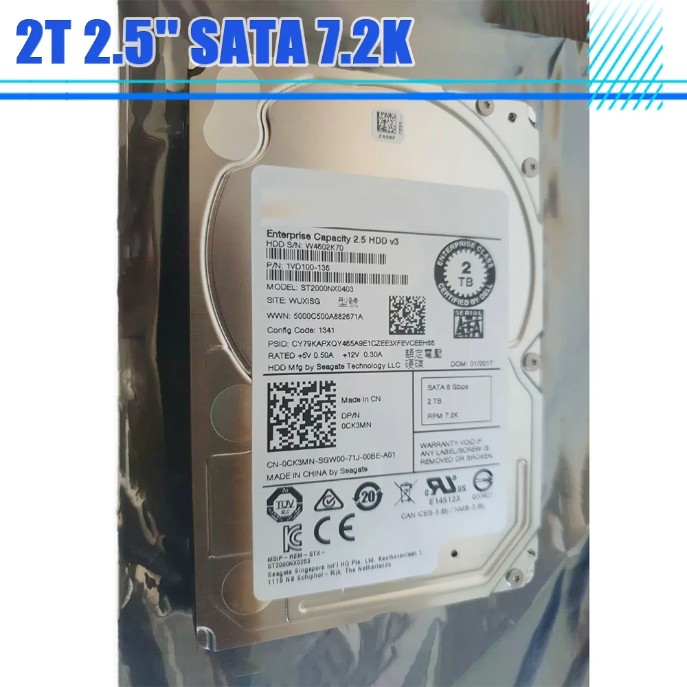 ST2000NX0403 2T 2,5 ''SATA 7,2 K CK3MN 0CK3MN R730 R630 disco duro HDD para DELL 2TB - imagen 2