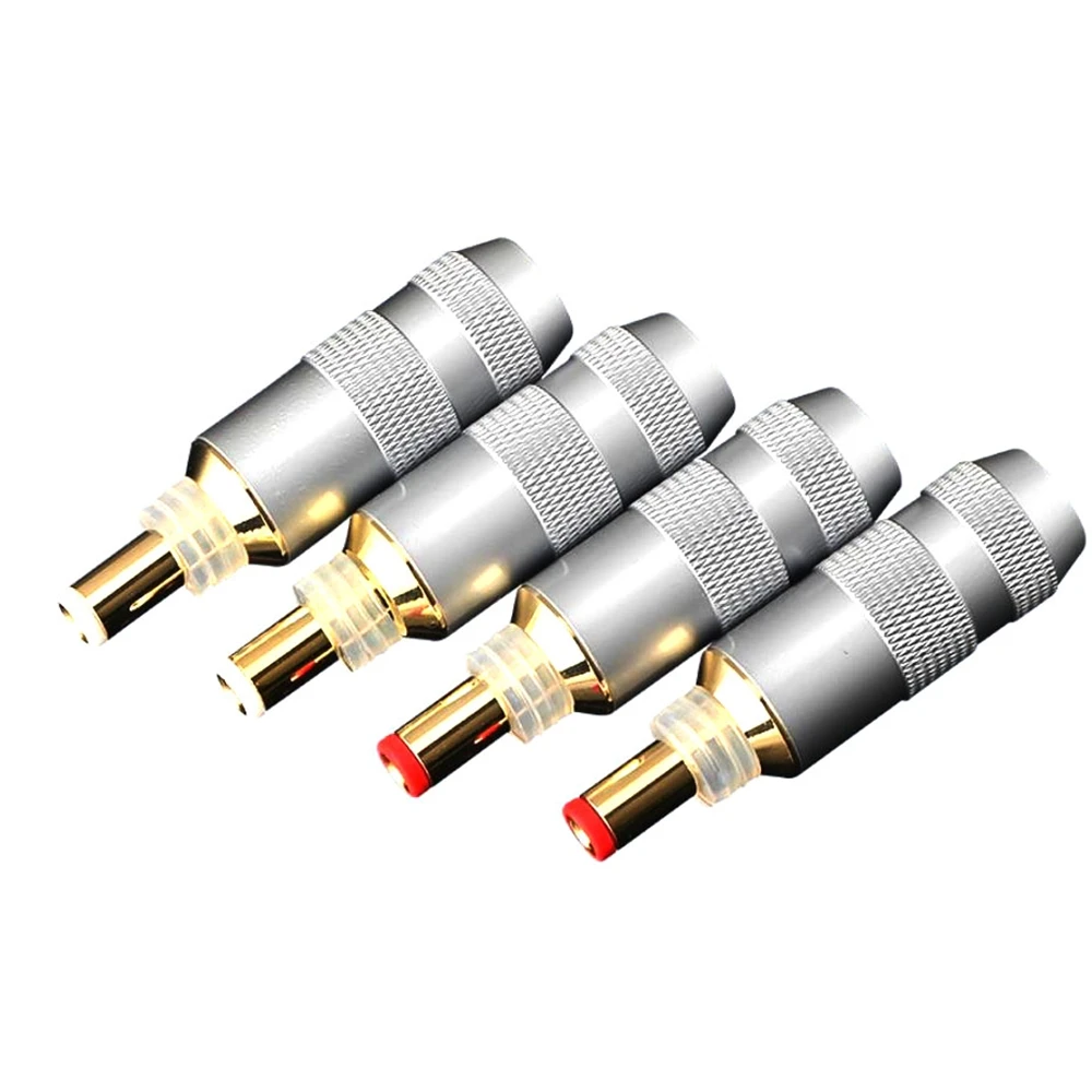 Hifi 5,5*2,1/2, 5mm conector adaptador de pulg CC chapado en oro DC-2.1G/2,5G conector de soldadura de enchufe de alimentación CC para salida de energía lineal