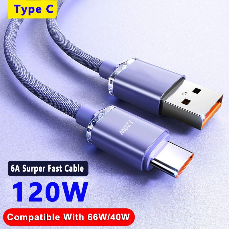 Cable de datos de carga rápida USB tipo C, 120W, 6A, para Samsung S23, S22, Xiaomi 13, Redmi, Huawei P40, cargador de teléfono, Cable de transferencia de datos USB C - imagen 5