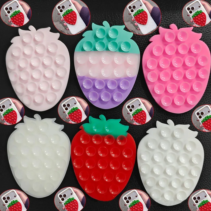 Ventosa de fresa para teléfonos móviles, soporte con ventosa, soporte para teléfono portátil, almohadilla fija Universal para teléfono, soporte de navegación para coche