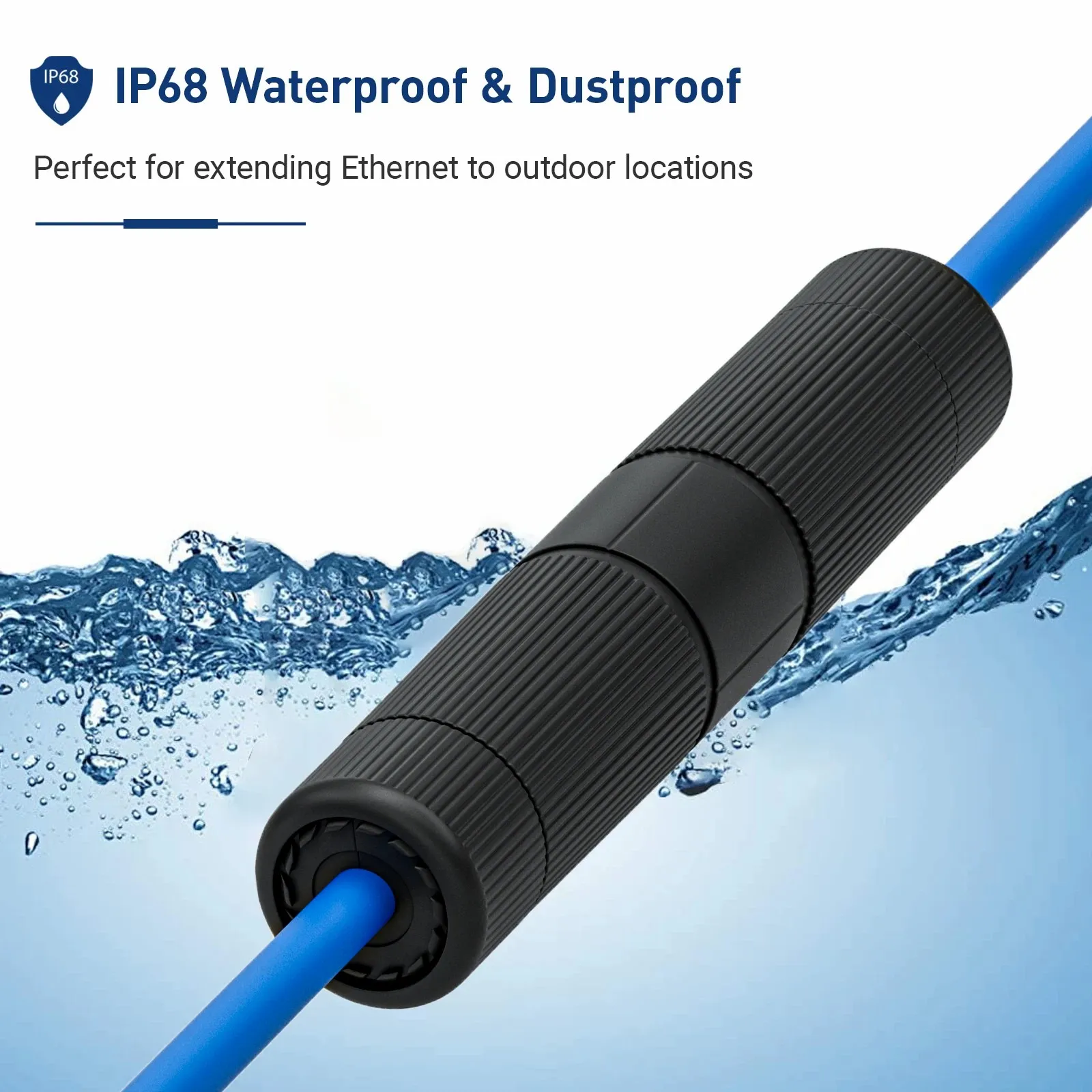 ZoeRax RJ45 acoplador impermeable IP68 CAT6/CAT5E/CAT5 hembra a hembra conector de acoplamiento de Cable impermeable al aire libre - imagen 3