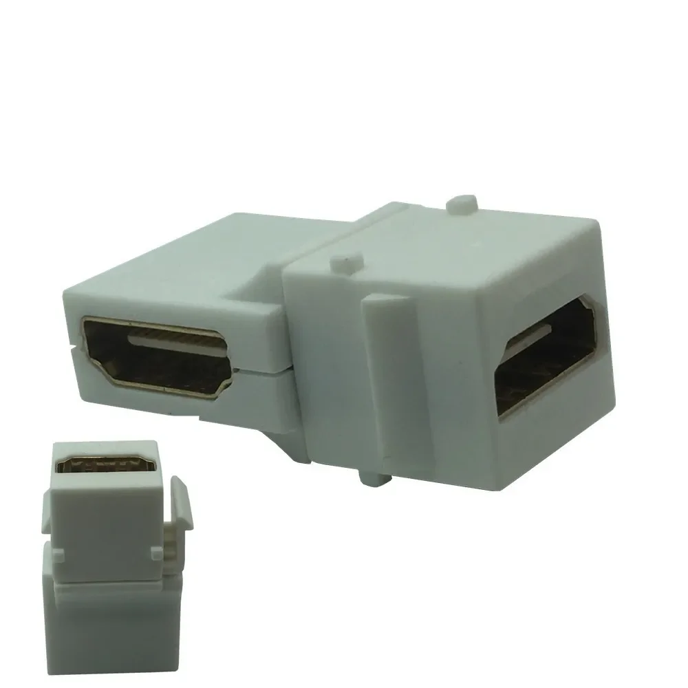 Acoplador Keystone Jack hembra a hembra, compatible con HDMI en ángulo recto, adaptador de 90 grados para placa de pared