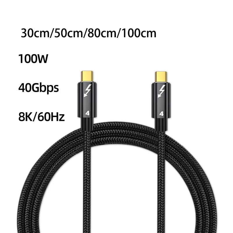 1Ps Thunderbolt 4 Cable USB4.0 40Gbps USB C a tipo C PD 100W 5A 8K @ 60Hz Cable de USB-C de transferencia de datos de carga rápida para Macbook Pro - imagen 2