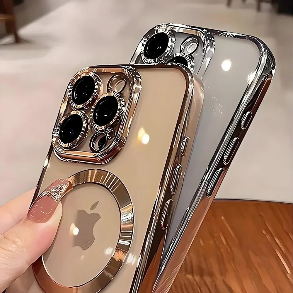 Funda protectora de lente de cámara con revestimiento magnético para iPhone 16 15 14 Plus 13 12 11 17 Pro Max, funda de carga inalámbrica Magsafe - imagen 5