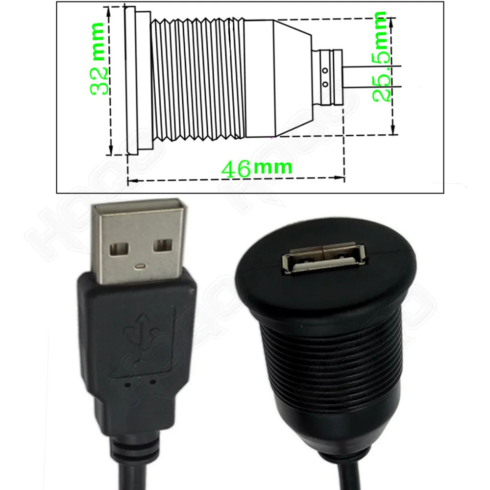 Cable de extensión USB 2,0 impermeable para panel de automóvil, rueda, barco, tablero de instrumentos de motocicleta, cable de extensión USB - imagen 4