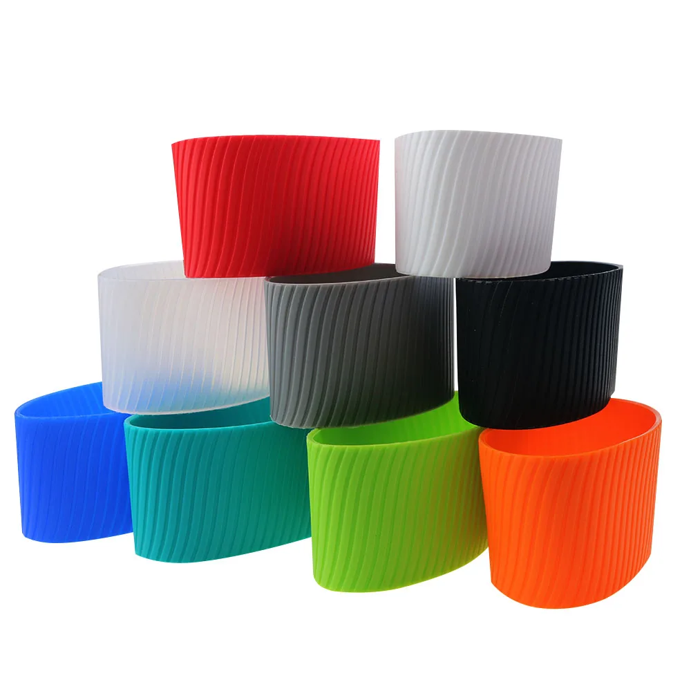 Funda de silicona con aislamiento térmico de 8CM, envolturas antideslizantes a rayas para tazas, botella de agua de vidrio cerámico, termoestabilidad, inodoro, 1 ud. - imagen 5