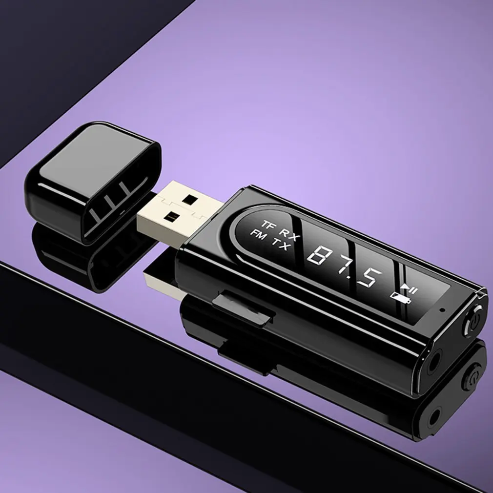 Adaptador inalámbrico con pantalla Digital LED, transmisor FM USB, receptor, transmisor de Audio y música para PC, TV, adaptador de Audio auxiliar para coche - imagen 2