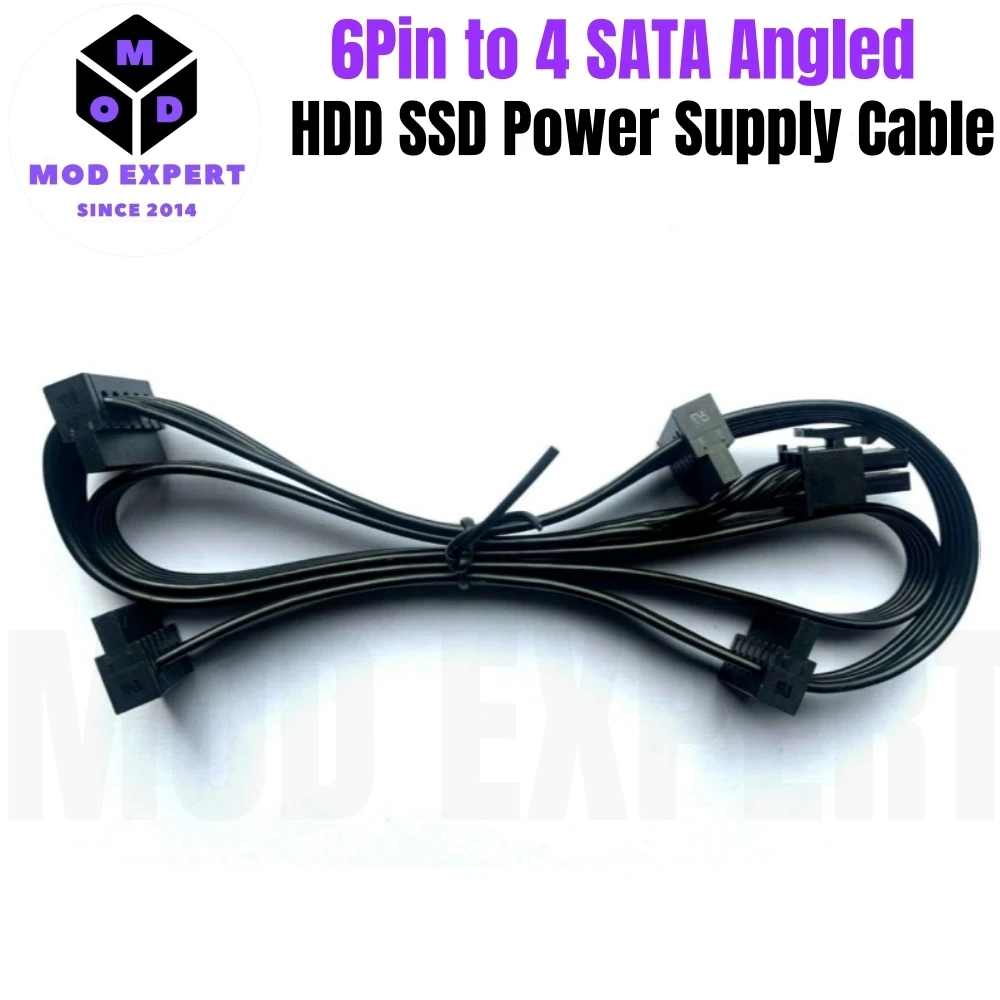 Cable de alimentación HDD SSD en ángulo SATA de 6 pines a 4 puertos para unidad de fuente de alimentación Modular Corsair AX1600i TYPE 4, 18AWG 50+15+15+15CM - imagen 2