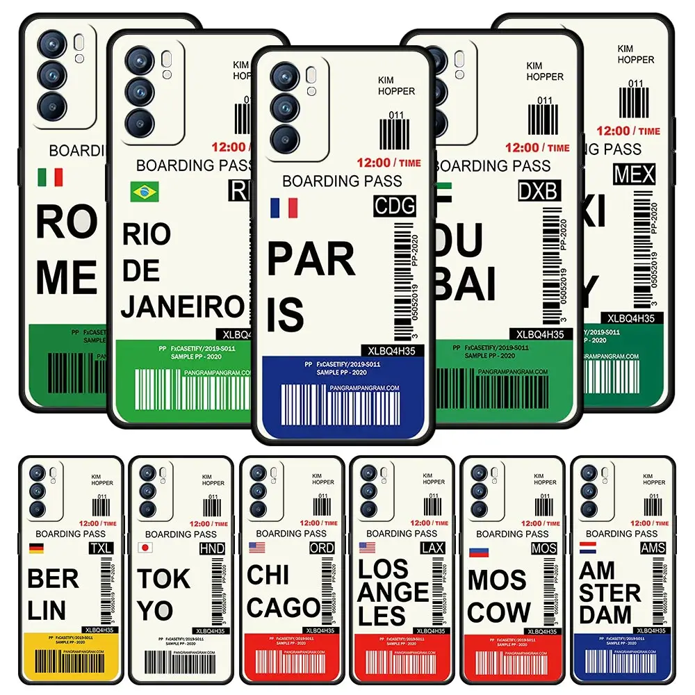Billete de viaje de Ciudad Mundial para Oppo Reno8 Reno7 Reno6 Pro A54 5G Find X6 X5 A53 A52 A9 A15 A95 A17 A16 A57 A31 funda de teléfono