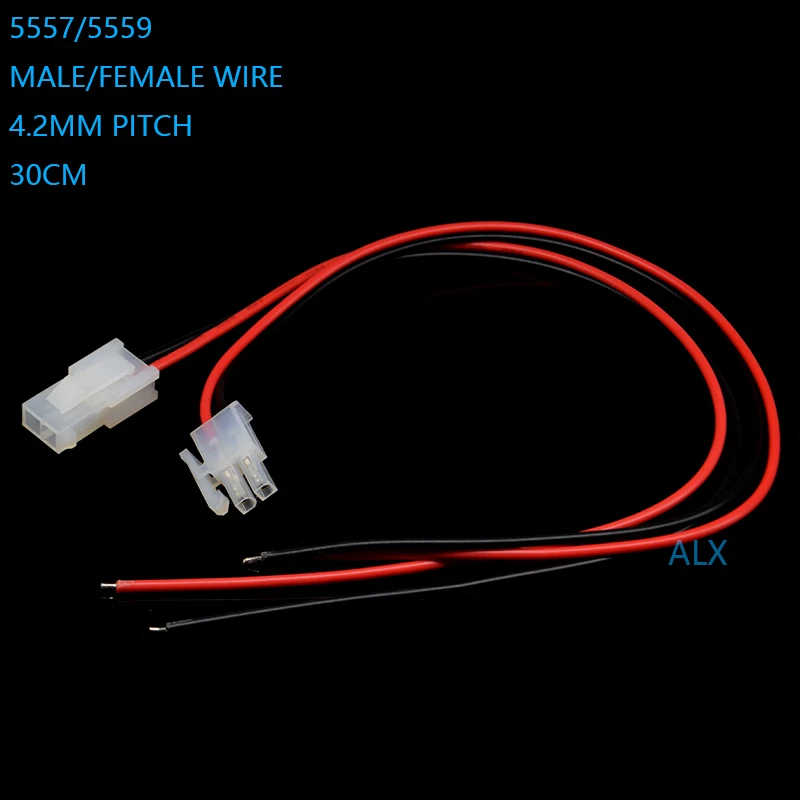 2 uds 30cm 5557 5559 1*2 conector macho hembra de 2 pines con Cable de 4,2mm paso 18awg 1x2 pines 1x2 pines 2 pines