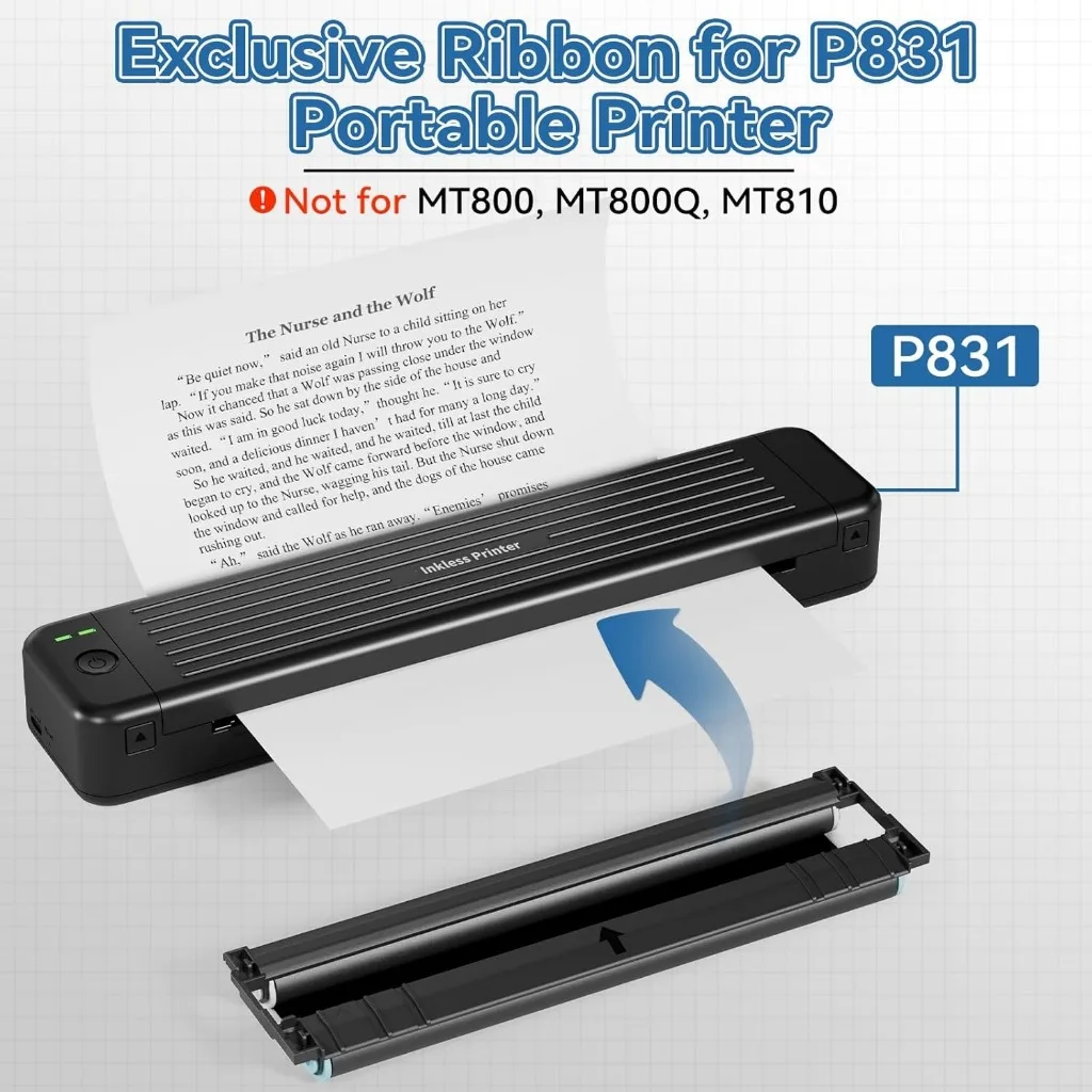 Cinta de transferencia térmica Phomemo de 2 uds para impresora de papel A4 ordinaria portátil P831 - imagen 3