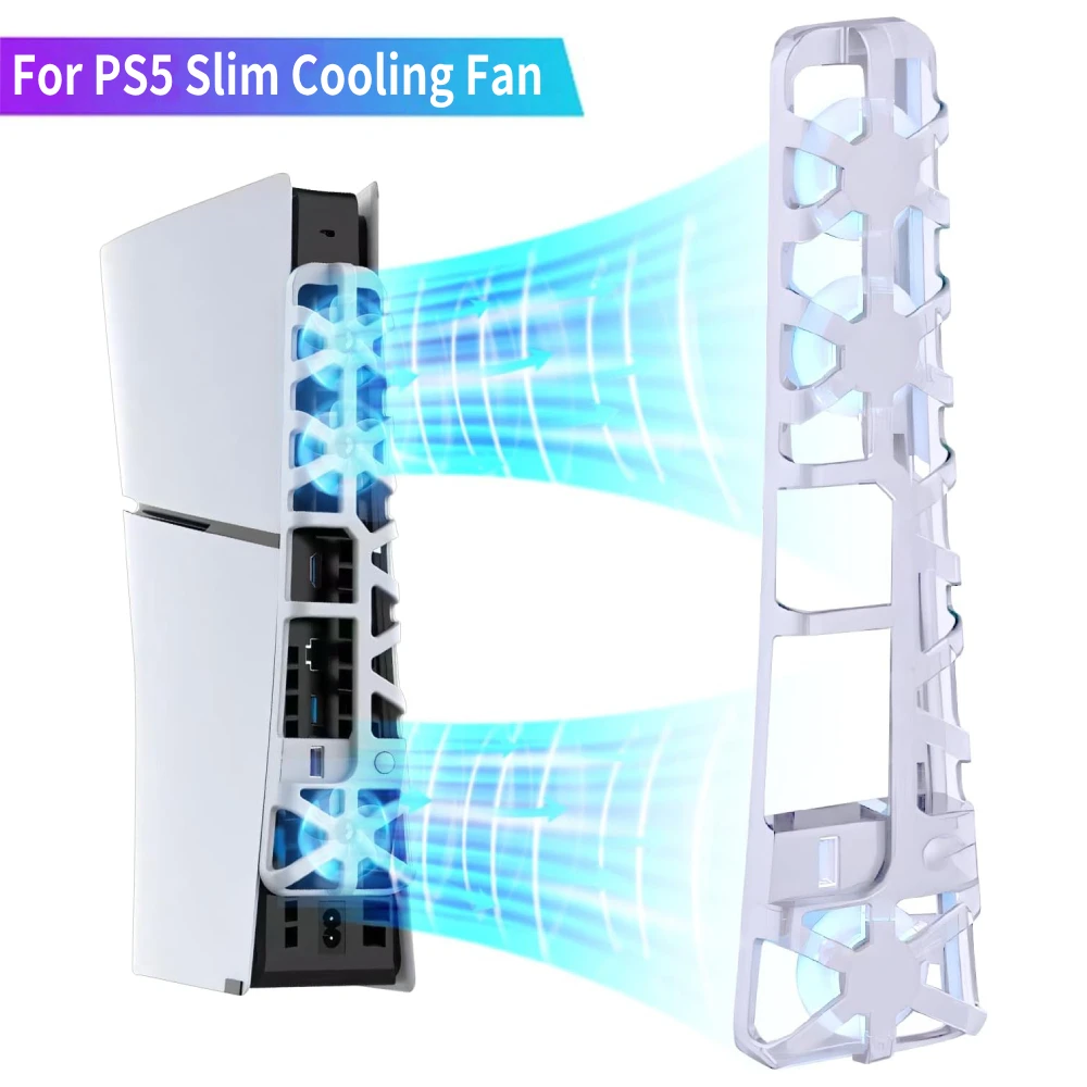 Ventilador de refrigeración con luz LED para PS5, sistema de refrigeración eficiente, ventiladores enfriadores silenciosos de 3 velocidades para PS5, accesorios delgados, edición Digital de disco - imagen 2