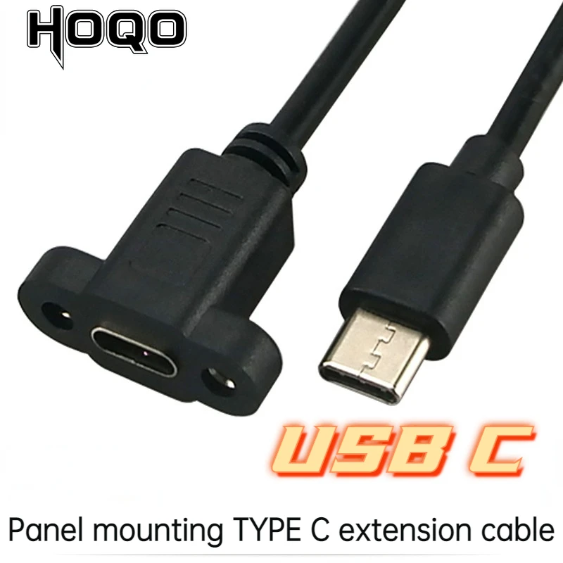 Cable de extensión USB 2,0 tipo C macho a USB C hembra, paso de 17,5mm con tornillos, orificio de montaje en Panel de 0,3 m - imagen 3