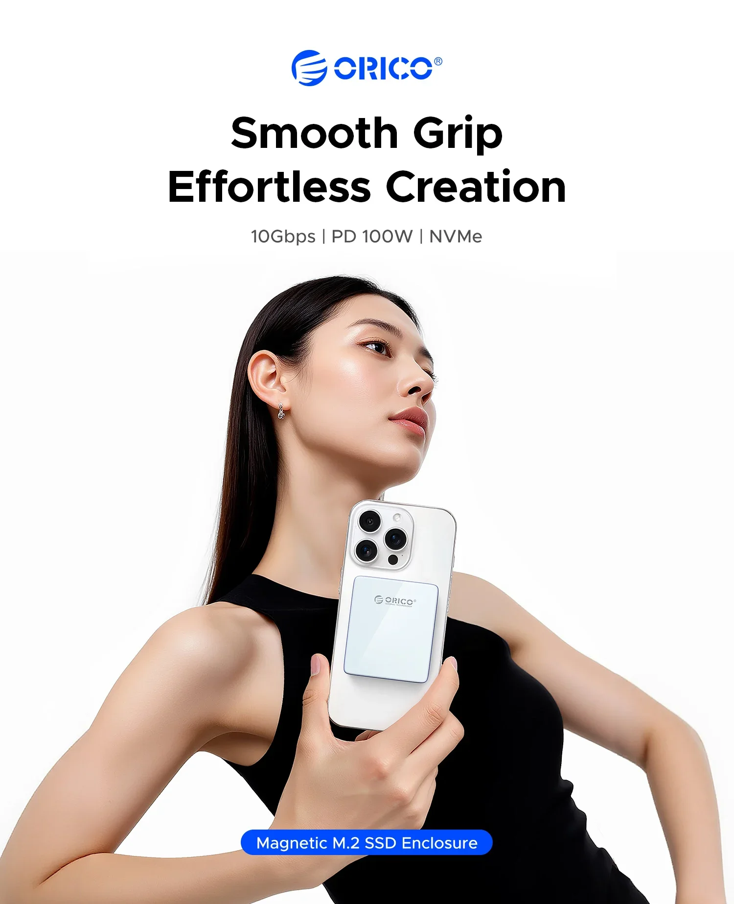 Carcasa ORICO SSD M.2, carcasa NVMe magnética tipo c, lector de tarjetas TF/SD PD 100W, caja de disco duro para 2230 2242 ssd para iPhone 17 - imagen 3