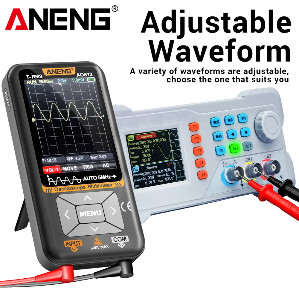 Multímetro de osciloscopio Digital ANENG AOS12 multifuncional 2 en 1 5MHZ 48MSa/s muestreo herramientas de osciloscopio eléctrico portátil - imagen 3