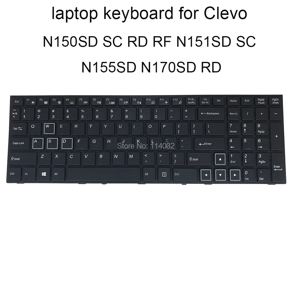 Teclado retroiluminado de EE. UU. para Clevo N150SD N150RD N150RF N150SC N151SD N170RD N170SD teclado de repuesto para ordenador portátil con retroiluminación en inglés