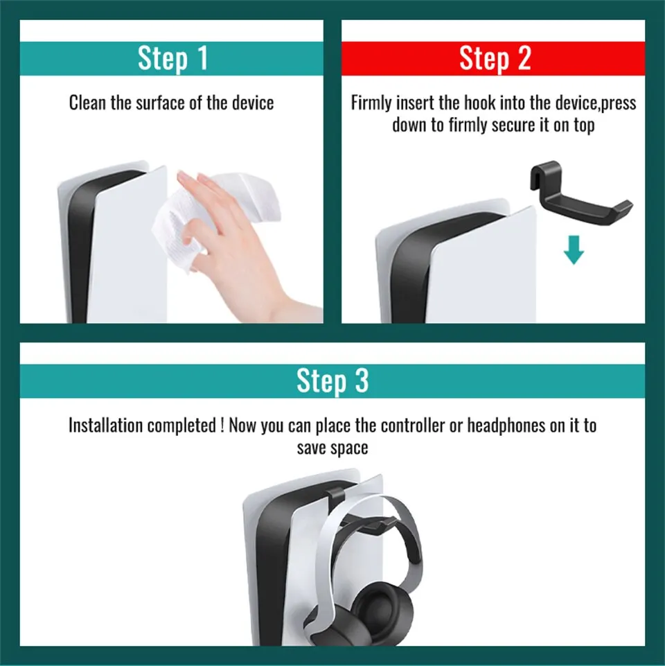 GAMINJA P512, soporte para auriculares, soporte para juegos de pared para consola PS5, accesorios para juegos - imagen 4