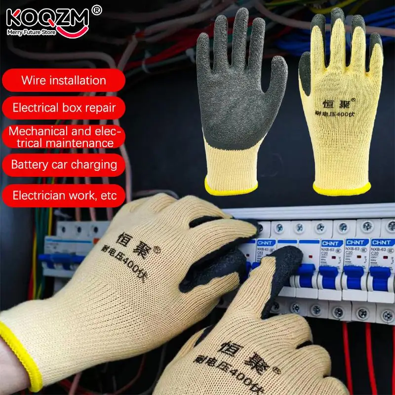 Guantes de protección de seguridad antielectricidad, herramienta de trabajo de electricista de goma, aislante, 400v, 1 par - imagen 4