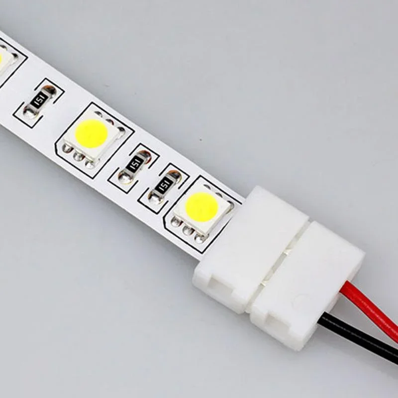 5/50 Uds 2 pines 8mm 10mm tiras de luces LED conector Clip de empalme para SMD 3528 5050 5630 lámparas de tira LED Barra de luz Conector - imagen 5
