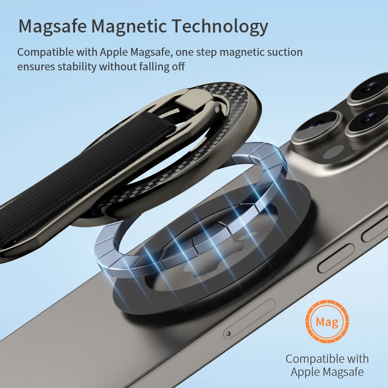 Soporte magnético para anillo de teléfono móvil Compatible con iPhone 12 13 14 15 16 Series MagSafe soporte de agarre extraíble para teléfono móvil para Samsung - imagen 3