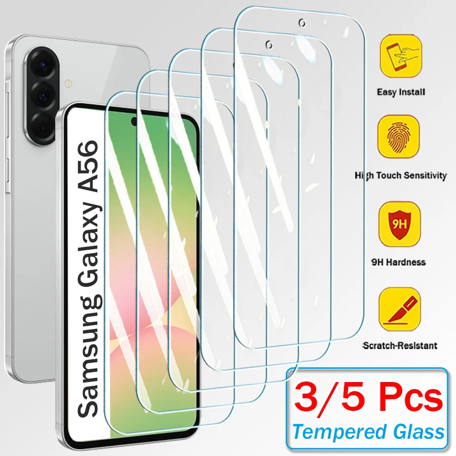 3/5 piezas de vidrio templado para Samsung Galaxy A56 protectores de pantalla película protectora de vidrio