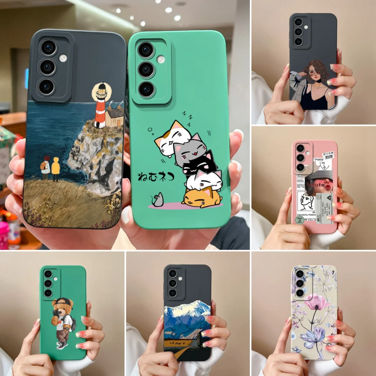 Funda de silicona líquida para teléfono Samsung Galaxy A35 A55, cubierta completa, Protector anticaída para SamsungA35 A 55