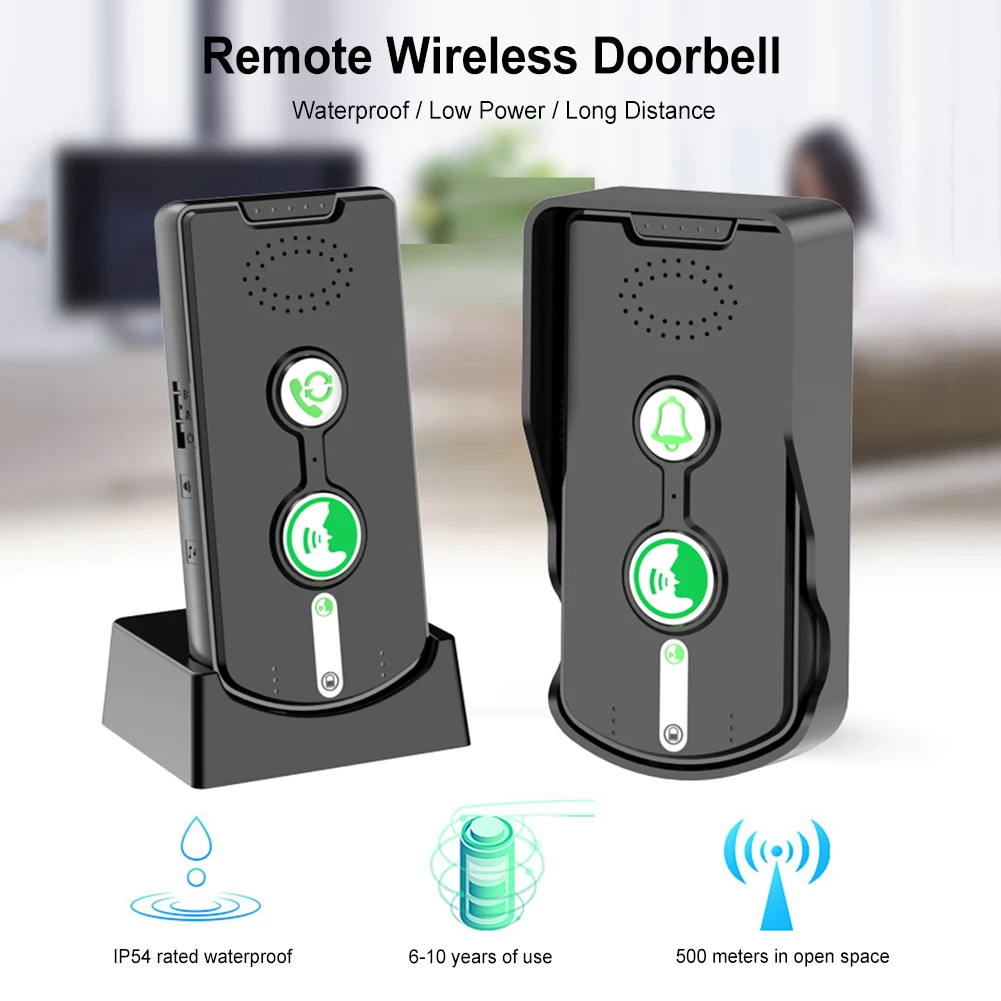 Timbre de intercomunicación inalámbrico de 2 vías, sistema de timbre de intercomunicación inalámbrico de largo alcance con 3 timbres y volumen de 5 niveles - imagen 2