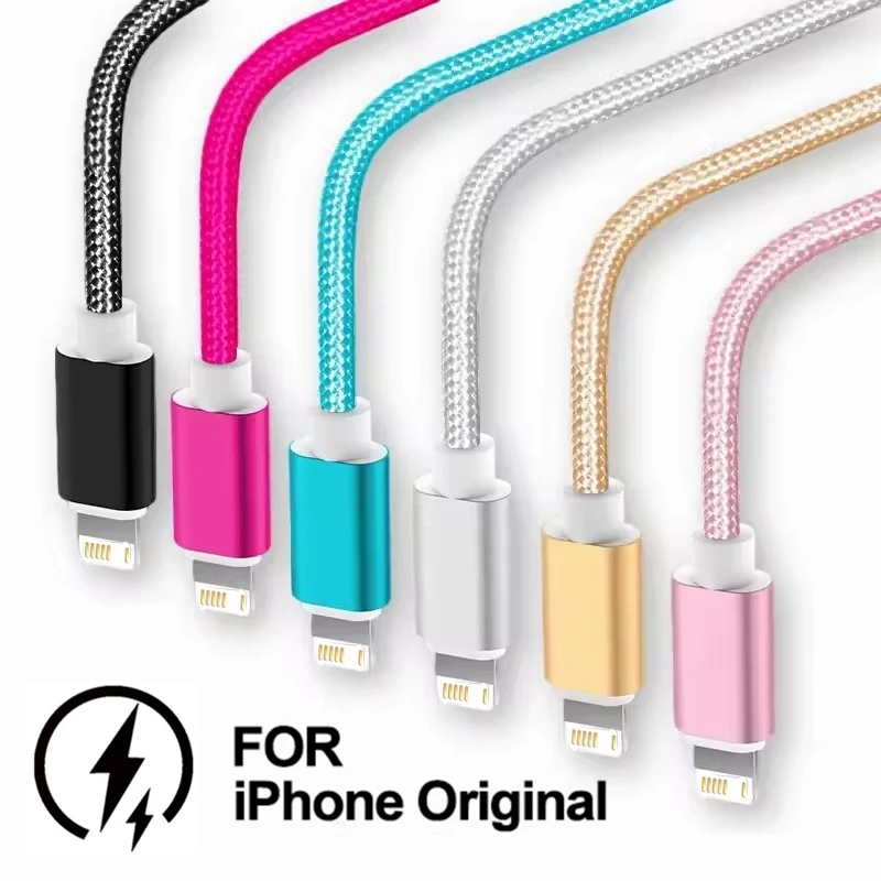 Cable USB de carga rápida trenzado de nailon para iPhone 11 12 mini 13 14 Pro Max X XR XS 6S 7 8 Plus Cables de carga rápida 1m 1,5m 2m 3m