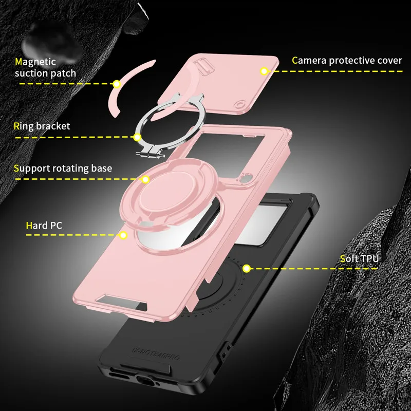 Para Infinix Note 40 50 Pro Plus 4G 5G funda magnética ELVEV Anti-caída resistente duro PC anillo soporte cubierta de teléfono - imagen 2