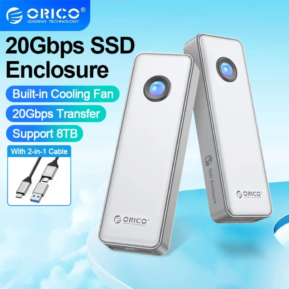 ORICO-carcasa de aluminio M.2 NVME SSD, herramienta adaptadora con ventilador de refrigeración para carcasa de PC, USB3.2, 20gbps, RGB, tipo C