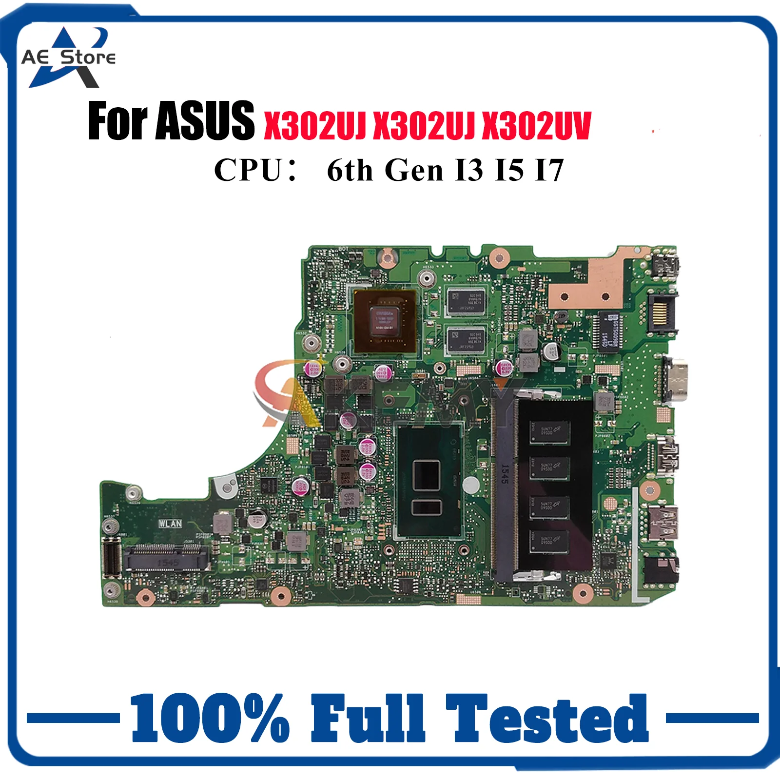 Placa base para ordenador portátil X302UJ para ASUS VivoBook X302U X302UV X302UJ placa base para portátil con CPU I3 I5 I7 100% pruebas OK envío rápido